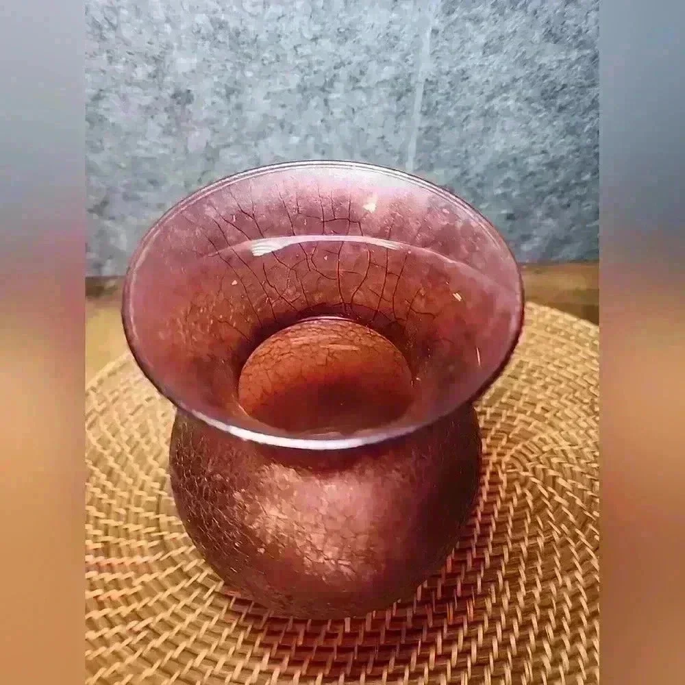 Egg shell textured glass vase Dark Burgundy Wine Made‎ USA